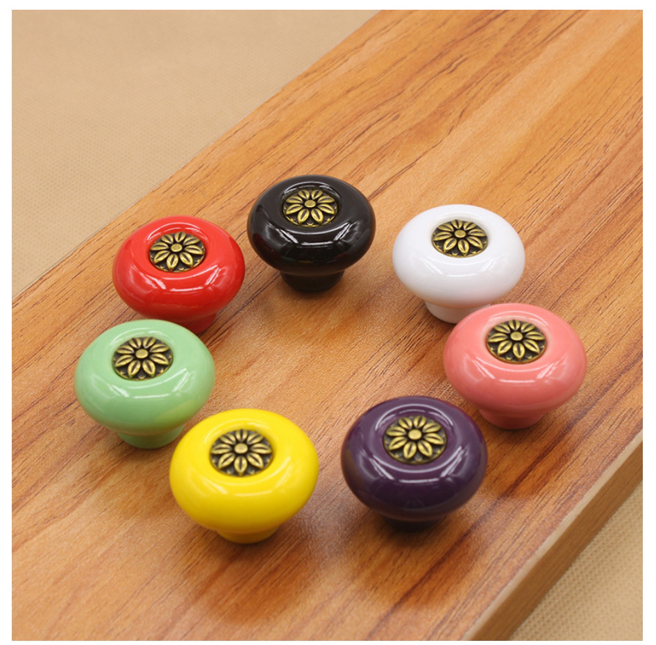 Fashion 1020 Green Ancient Small-yellow Zinc Alloy Geometric Round Single Hole Door Handle,Household goods