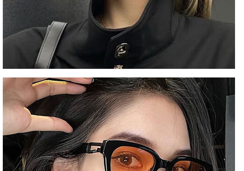 Fashion Bright Black Orange Slices Small Square Frame Buckle Sunglasses,Women Sunglasses
