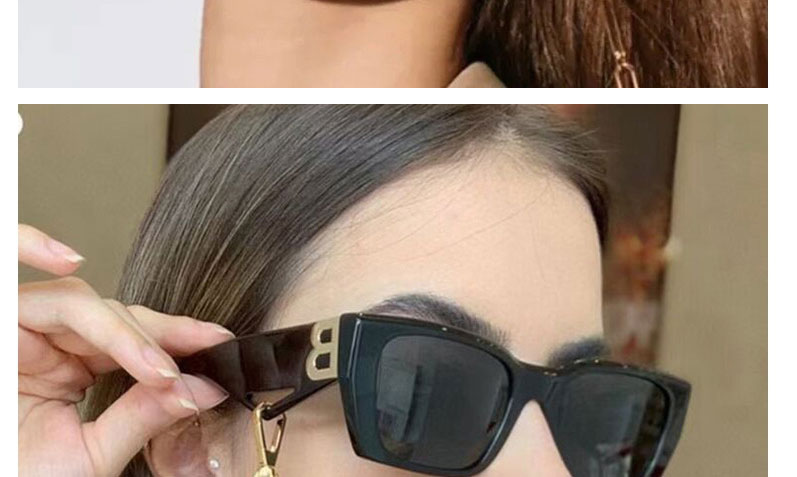 Fashion Real White Gray Flakes Pc Large Square Frame Letter Logo Sunglasses,Women Sunglasses