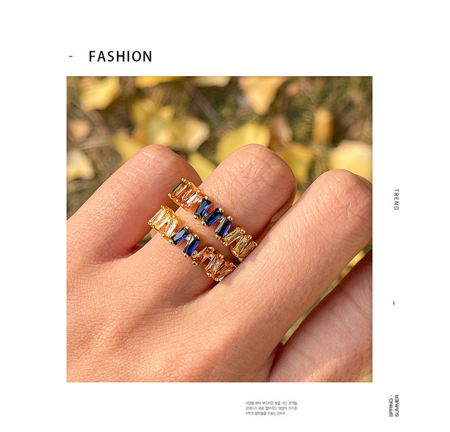 Fashion Color-2 Copper Inlaid Zirconium Irregular Ring,Rings
