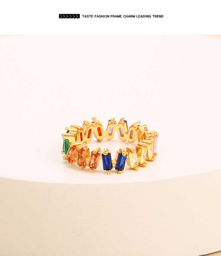 Fashion Color-2 Copper Inlaid Zirconium Irregular Ring,Rings