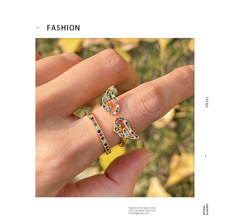Fashion Color Copper Inlaid Zirconium Geometric Ring,Rings