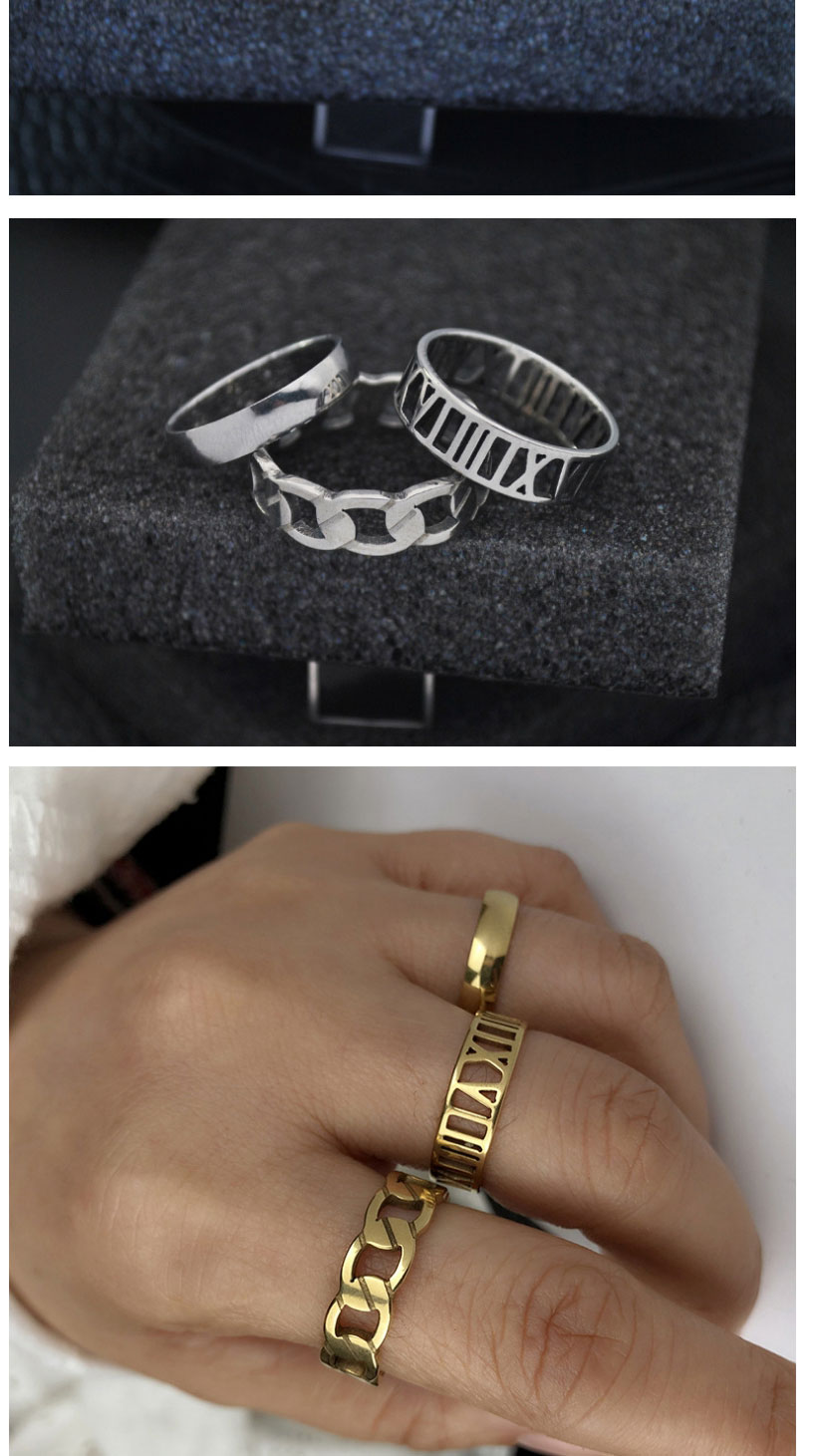 Fashion 3# Titanium Steel Square Diamond Love Geometric Ring Set,Jewelry Set