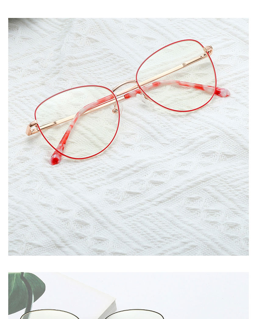 Fashion Red/blue Light Large Square Frame Flat Mirror With Metal Spring Legs,Fashion Glasses