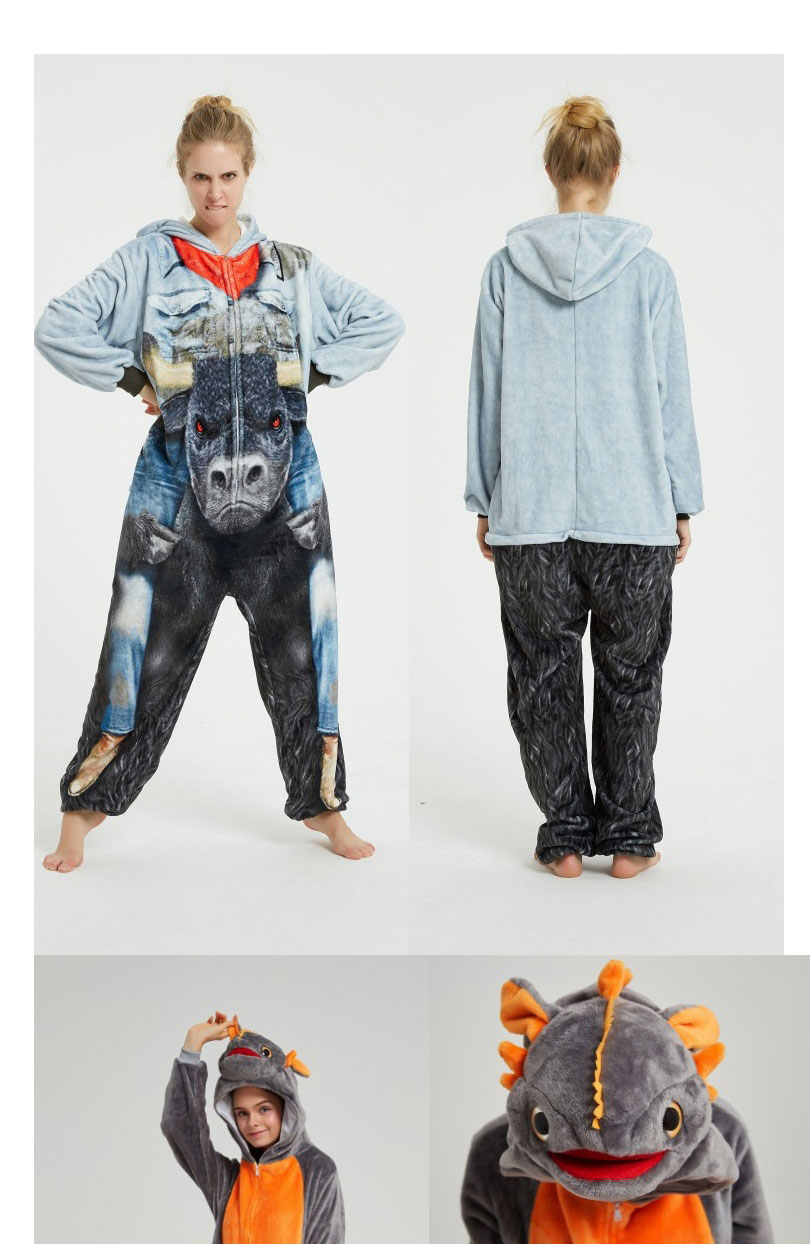 Fashion How To Train Your Dragon Flannel Cartoon Print One-piece Hooded Pajamas,Cartoon Pajama
