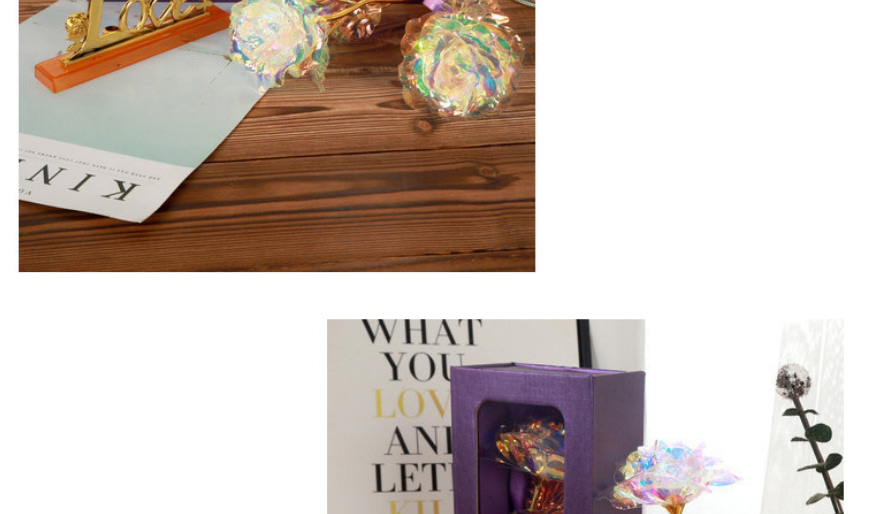 Fashion Line Lamp Flower + Box + Base Flip Cover Luminous Gold Foil Simulation Rose Gift,Home Decor
