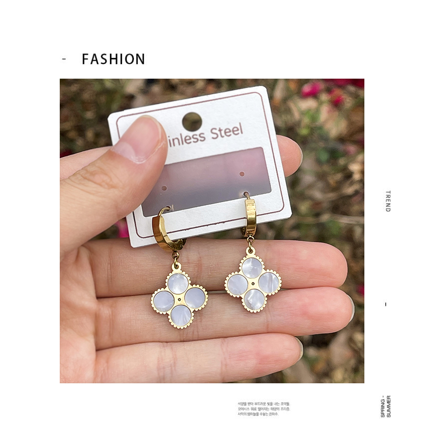 Fashion White Titanium Steel Shell Geometric Earrings,Earrings