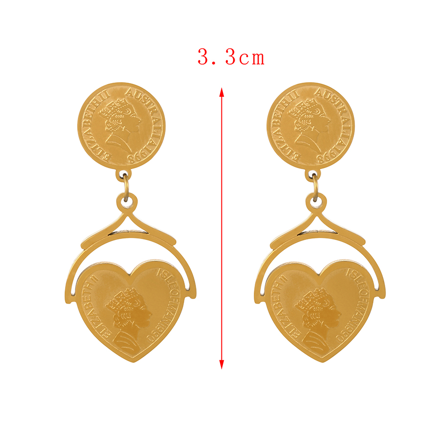 Fashion Gold Titanium Steel Portrait Love Earrings,Earrings