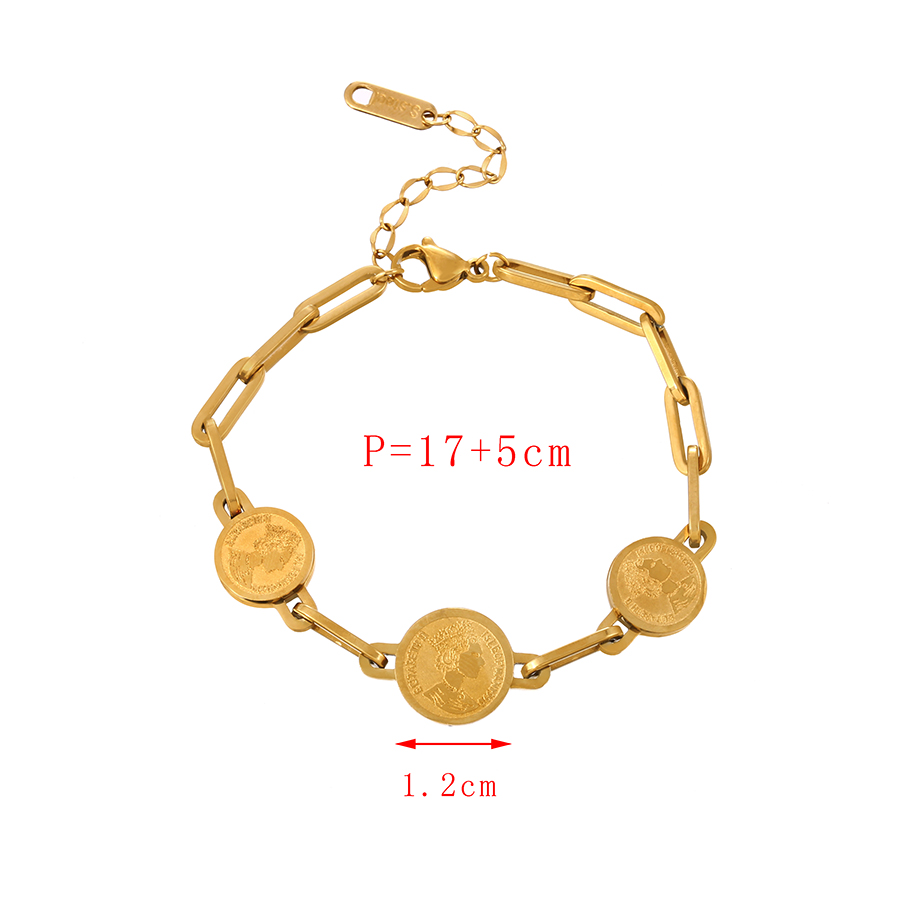 Fashion Gold Titanium Steel Round Portrait Thick Chain Bracelet,Bracelets