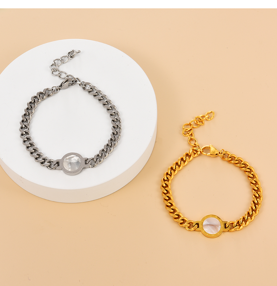 Fashion Gold Titanium Steel Round Thick Chain Bracelet,Bracelets