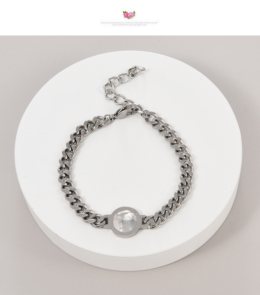 Fashion Silver Titanium Steel Round Thick Chain Bracelet,Bracelets