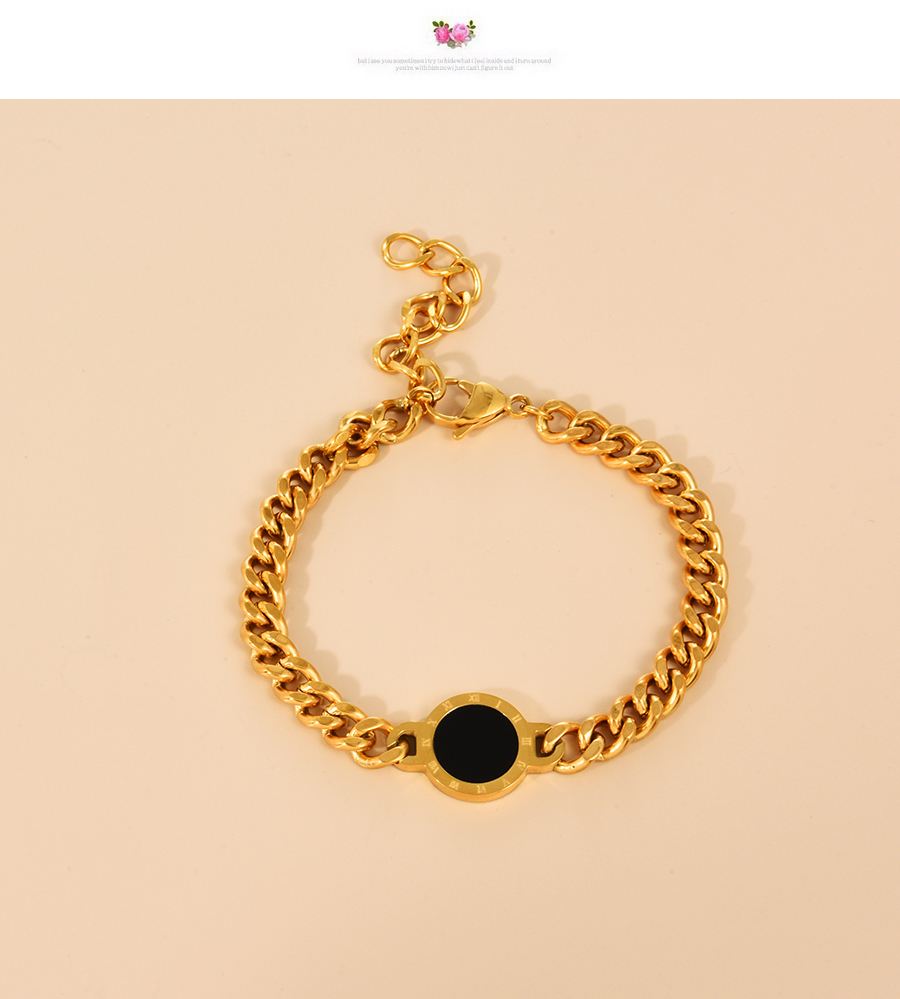 Fashion Gold Titanium Steel Round Thick Chain Bracelet,Bracelets
