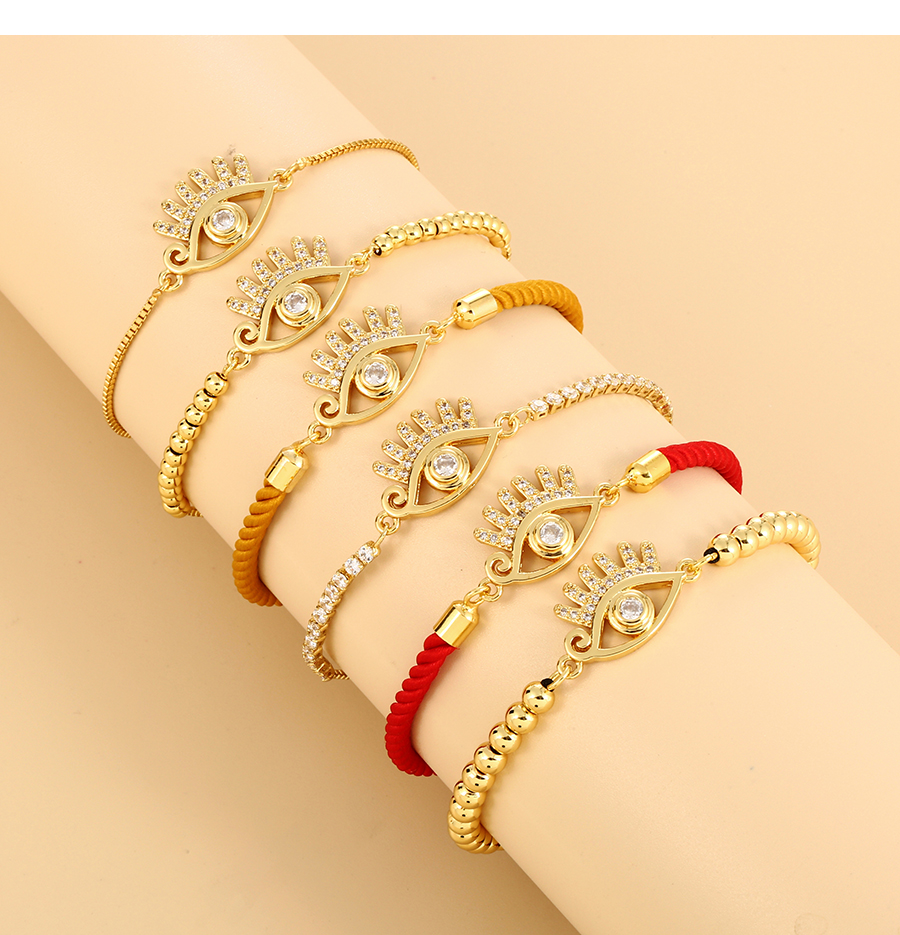 Fashion Gold Copper Inlaid Zirconium Eye Beaded Bracelet,Bracelets