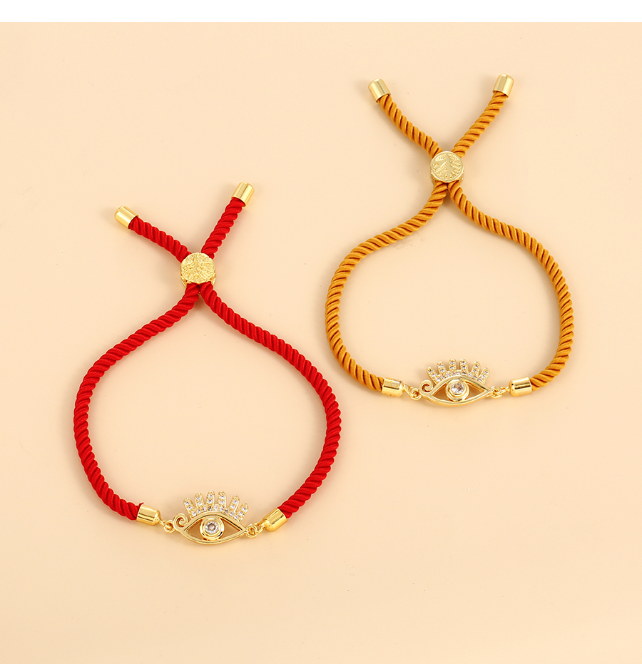 Fashion Red Copper Inlaid Zirconium Eye Cord Braided Bracelet,Bracelets