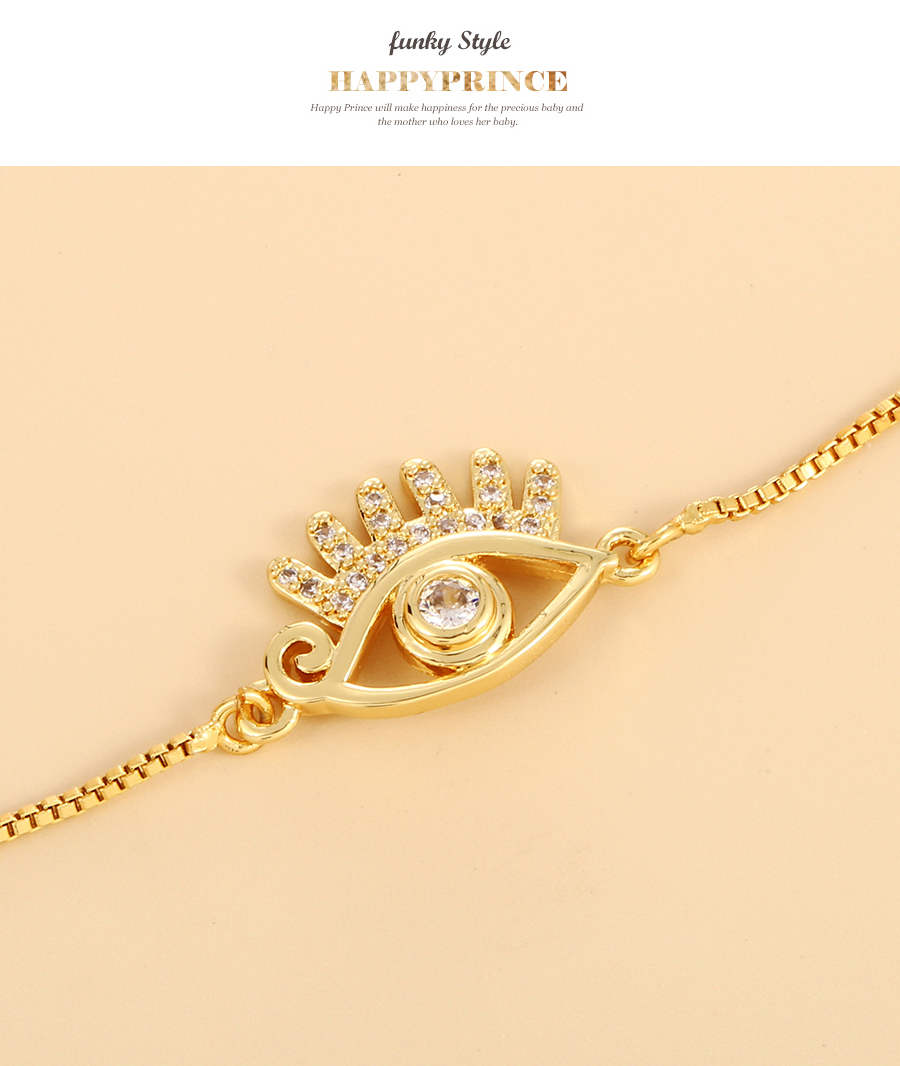 Fashion Gold Copper Inlaid Zirconium Eye Beaded Bracelet,Bracelets