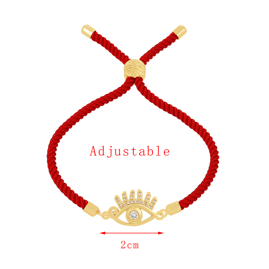Fashion Red Copper Inlaid Zirconium Eye Cord Braided Bracelet,Bracelets