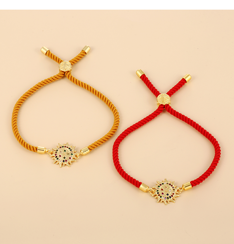 Fashion Red Copper Inlaid Zirconium Irregular Cord Braided Bracelet,Bracelets