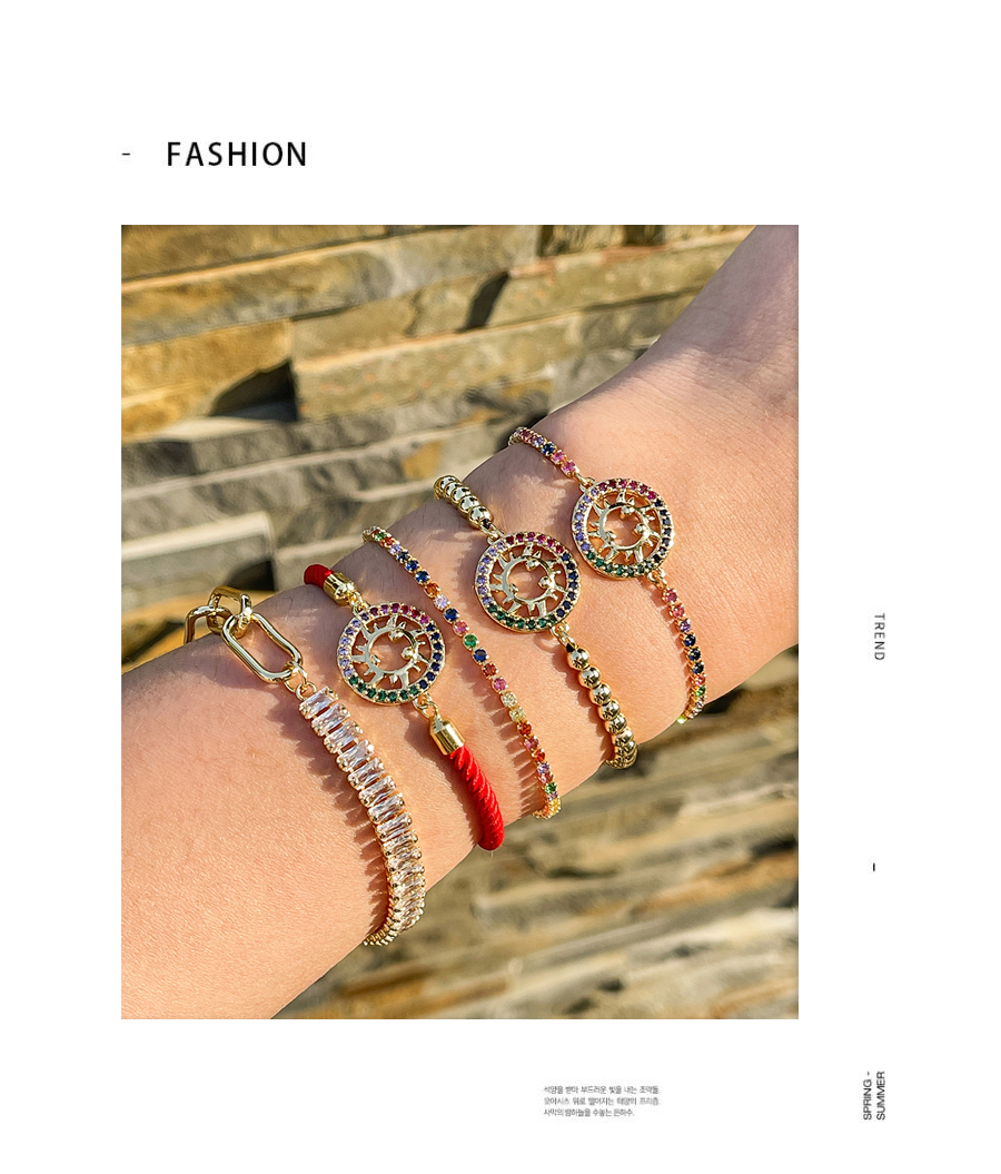 Fashion Color Copper Inlaid Zirconium Small Sun Bracelet,Bracelets