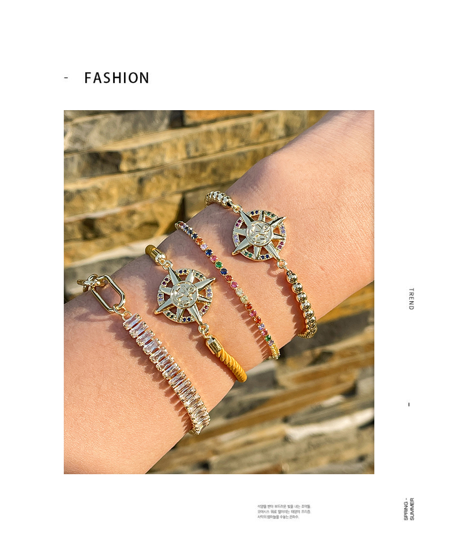 Fashion Color Copper Inlaid Zirconium Star Bracelet,Bracelets
