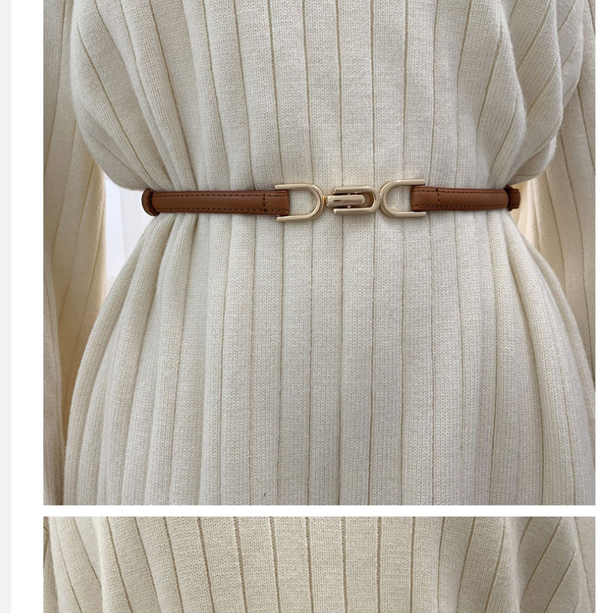 Fashion White Faux Leather Geometric Thin-edged Belt,Thin belts