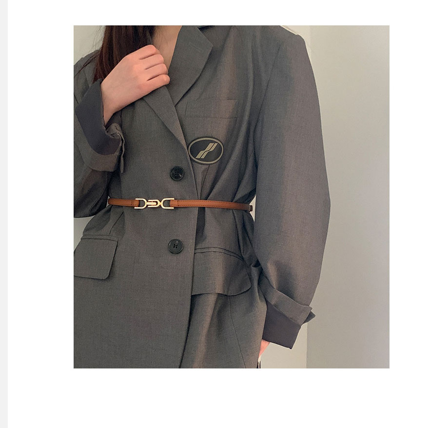 Fashion Brown Faux Leather Geometric Thin-edged Belt,Thin belts