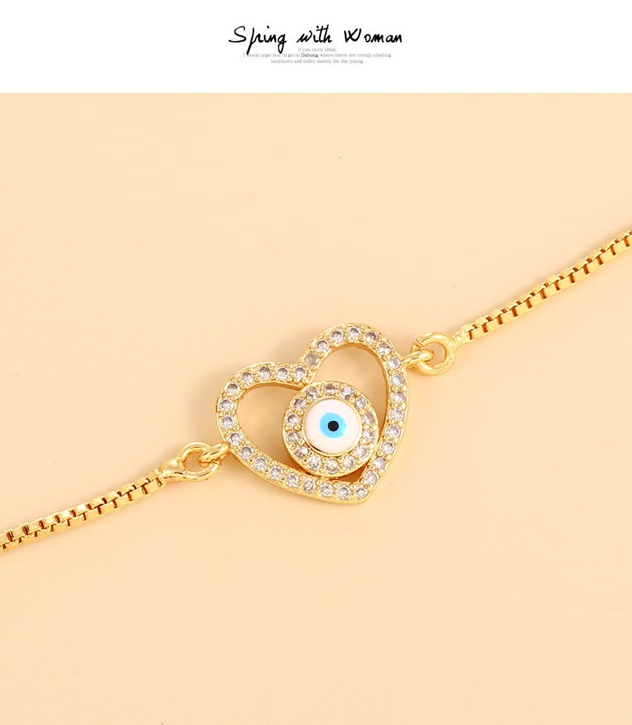 Fashion Gold Copper Inlaid Zirconium Love Eye Beaded Bracelet,Bracelets