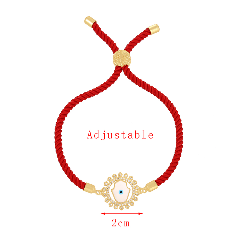 Fashion Red Copper Inlaid Zirconium Palm Eye Braided Cord Bracelet,Bracelets