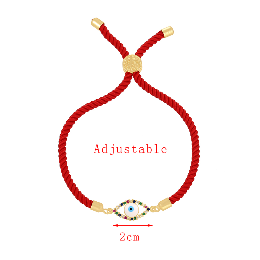 Fashion Red Copper Inlaid Zirconium Eye Braided Cord Bracelet,Bracelets