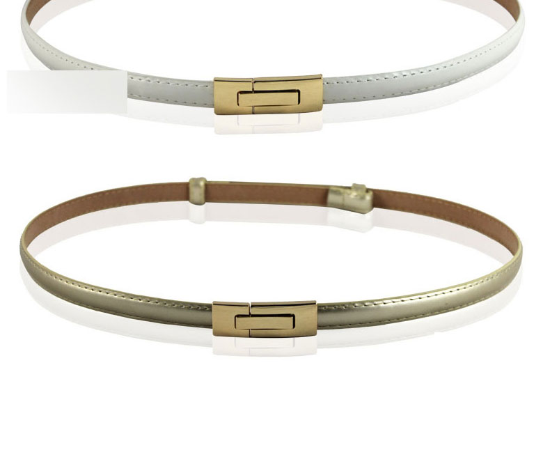 Fashion Gold Color Faux Leather Metal Buckle Thin Edge Belt,Thin belts