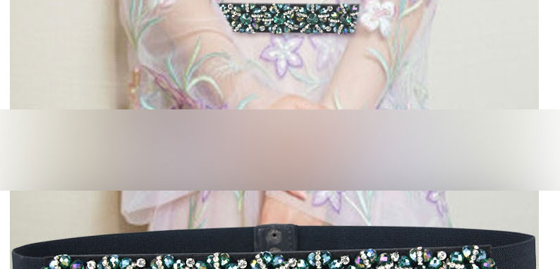 Fashion Green Crystal Diamond Elastic Wide-sided Belt,Wide belts