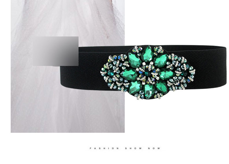 Fashion Blue Geometric Diamond Wide-brimmed Fabric Belt,Wide belts