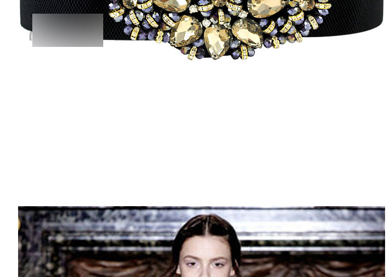 Fashion Champagne Geometric Diamond Wide-brimmed Fabric Belt,Wide belts