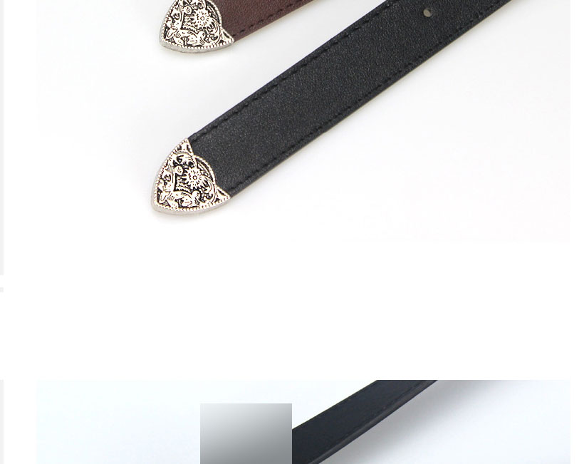 Fashion Brown Faux Leather Carved Wide Belt,Wide belts