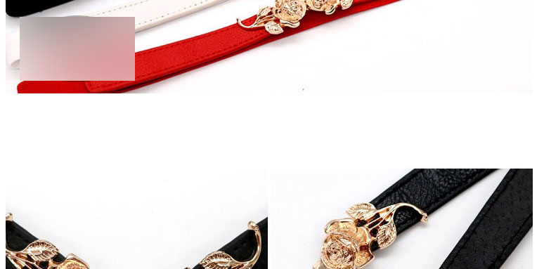 Fashion White Flower Buckle Faux Leather Thin-edged Belt,Thin belts