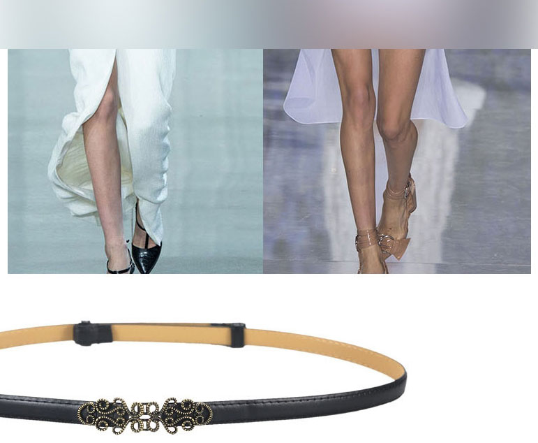Fashion White Faux Leather Metal Buckle Thin Side Belt,Thin belts