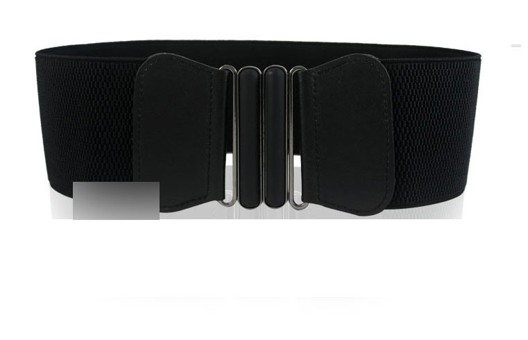 Fashion Black (6cm Wide) Geometric Metal Buckle Woven Wide-sided Belt,Wide belts