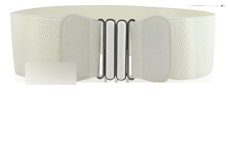 Fashion White Geometric Metal Buckle Woven Wide-sided Belt,Wide belts