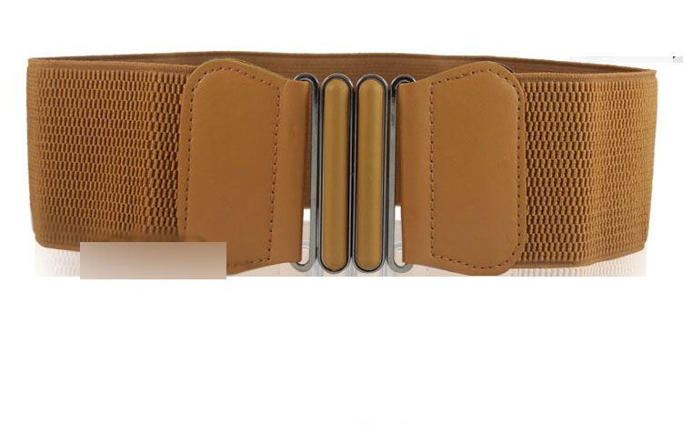 Fashion Beige (6cm Wide) Geometric Metal Buckle Woven Wide-sided Belt,Wide belts