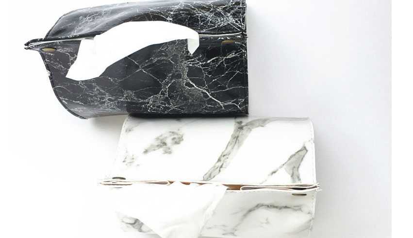 Fashion Marble Black Leather Geometric Drawer Box,Home Decor