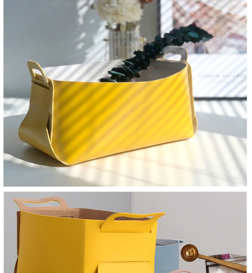 Fashion Lemon Yellow Pu Leather Large-capacity Storage Basket,Home Decor