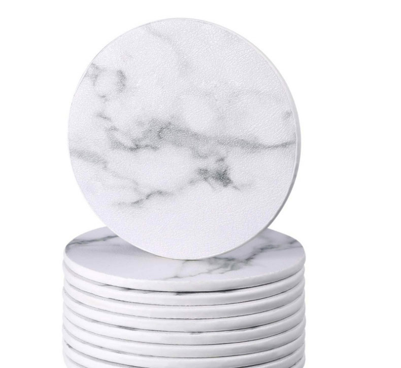Fashion White One Dali Grain Leather Heat Insulation And Anti-scalding Coaster,Home Decor
