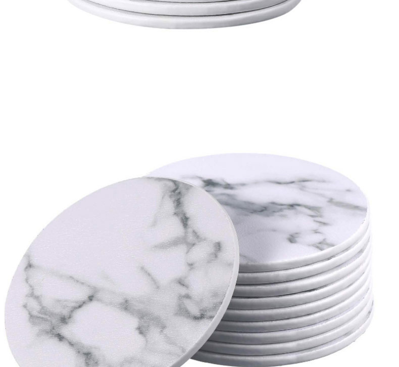 Fashion White One Dali Grain Leather Heat Insulation And Anti-scalding Coaster,Home Decor