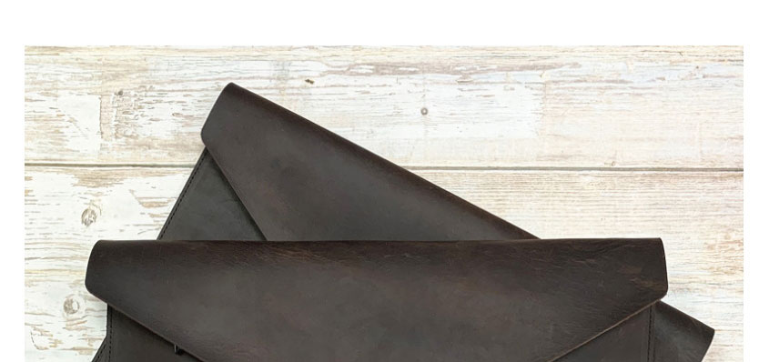 Fashion Dark Brown Geometric Leather Cowhide Document Bag,Home Decor