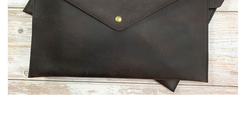 Fashion Dark Brown Geometric Leather Cowhide Document Bag,Home Decor