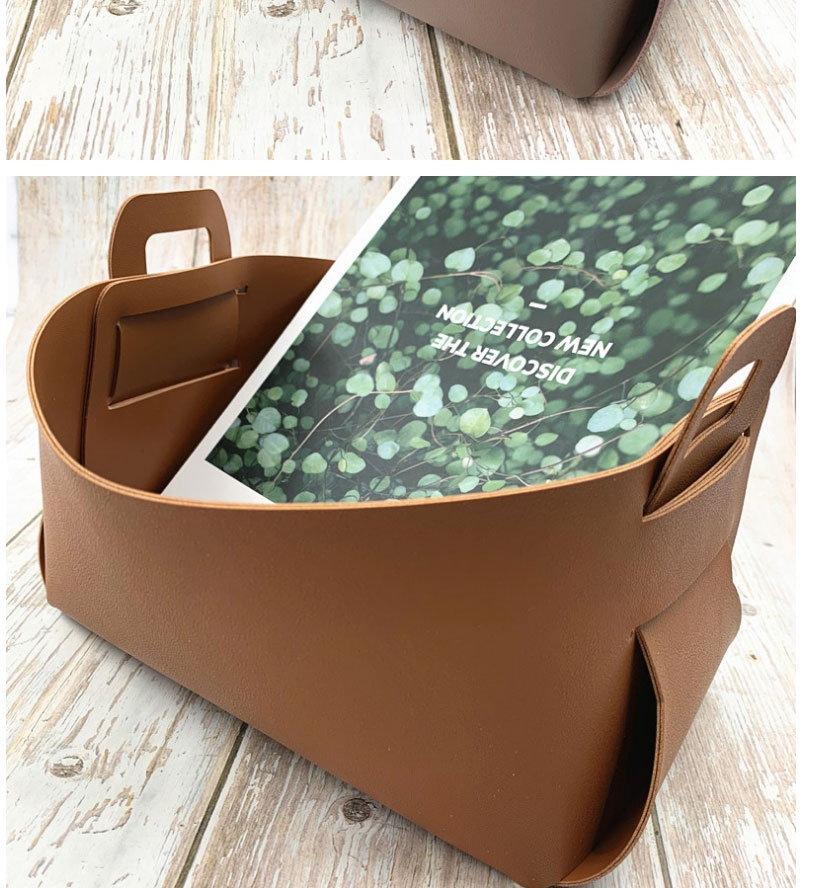 Fashion Caramel Colour Geometric Leather Rectangular Storage Box,Home Decor