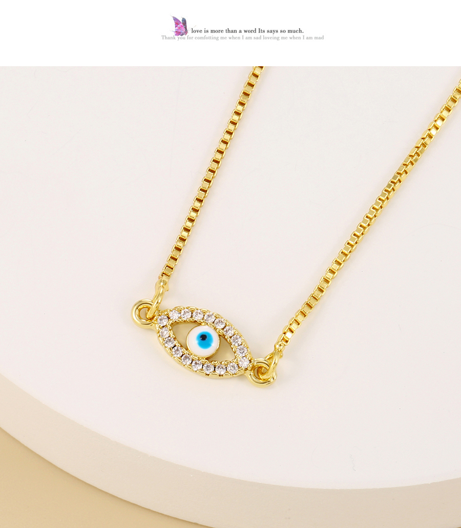 Fashion Golden-2 Copper Inlaid Zirconium Oil Drip Eye Necklace,Necklaces