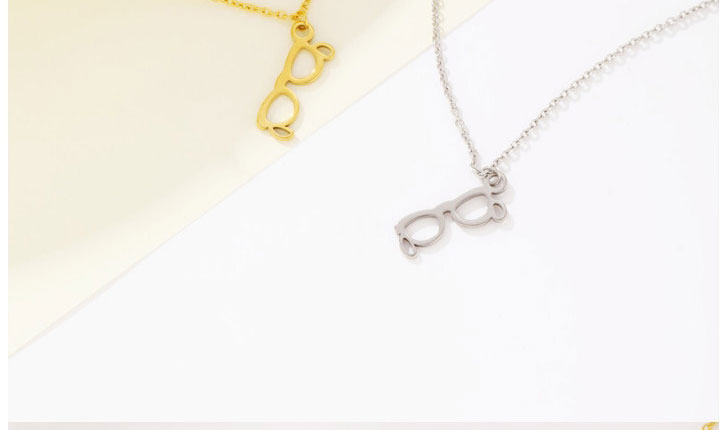 Fashion Steel Color Titanium Steel Geometric Glasses Necklace,Necklaces