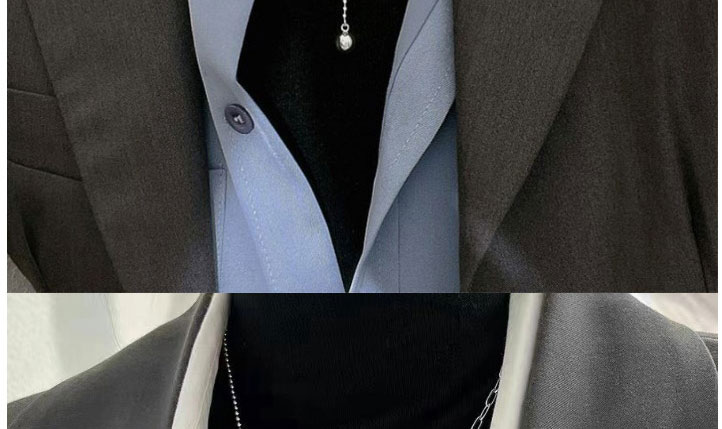 Fashion Silver Color Titanium Steel Square Black Agate Necklace,Necklaces