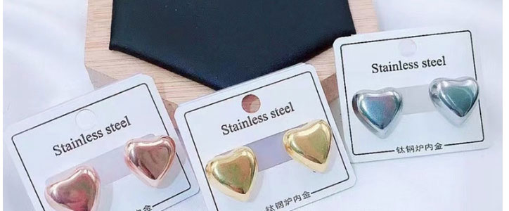Fashion Steel Color Titanium Steel Heart Earrings,Earrings