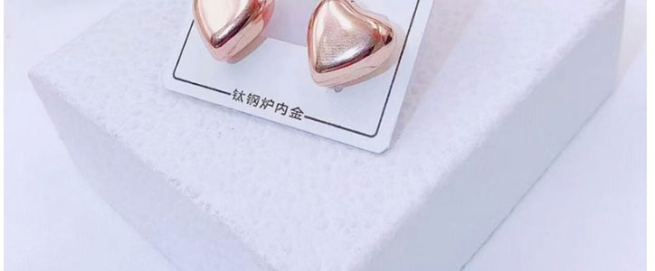 Fashion Rose Gold Color Titanium Steel Heart Earrings,Earrings